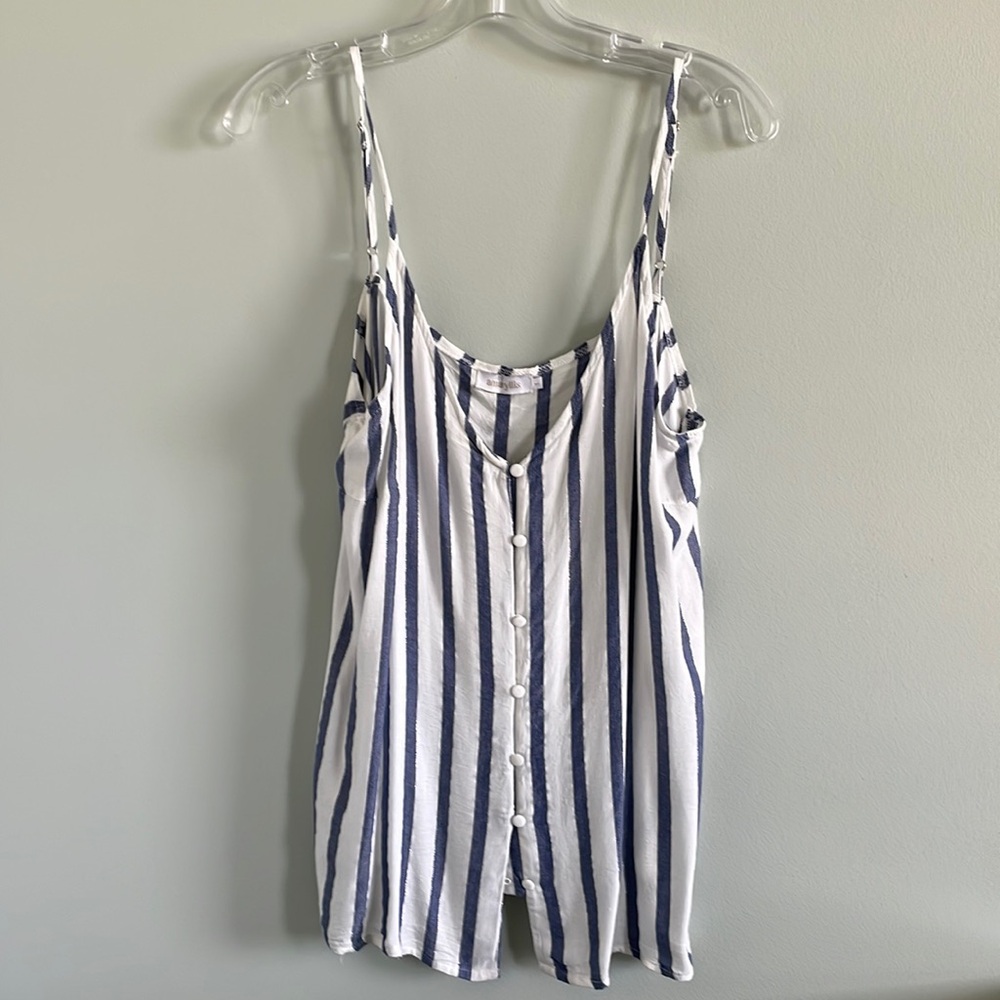 *SOLD* Striped Spaghetti Strapped Top, Size Large - Picture 1 of 5